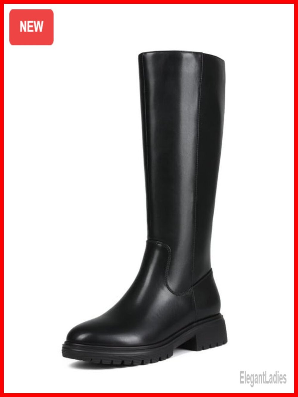 Faux Leather Knee-High Pull-On Round Toe Flat Women's Boots